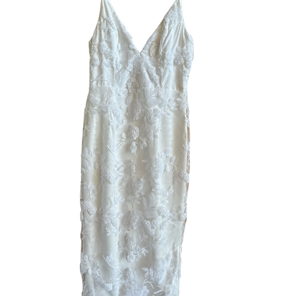 Lulus White Lace Size Small Dress‎ Lined Fitted Adjustable Straps Bachelotte